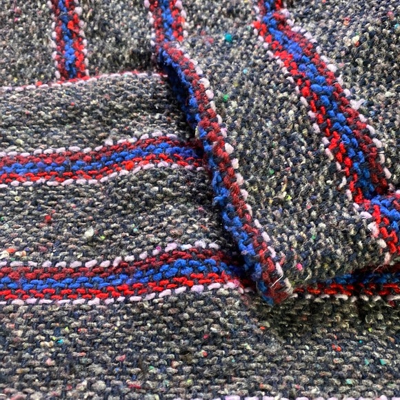 Frank's Textiles Hooded Pullover Poncho Small Gray/Wh/Red Baja Surfer/Skater EUC - Picture 4 of 8